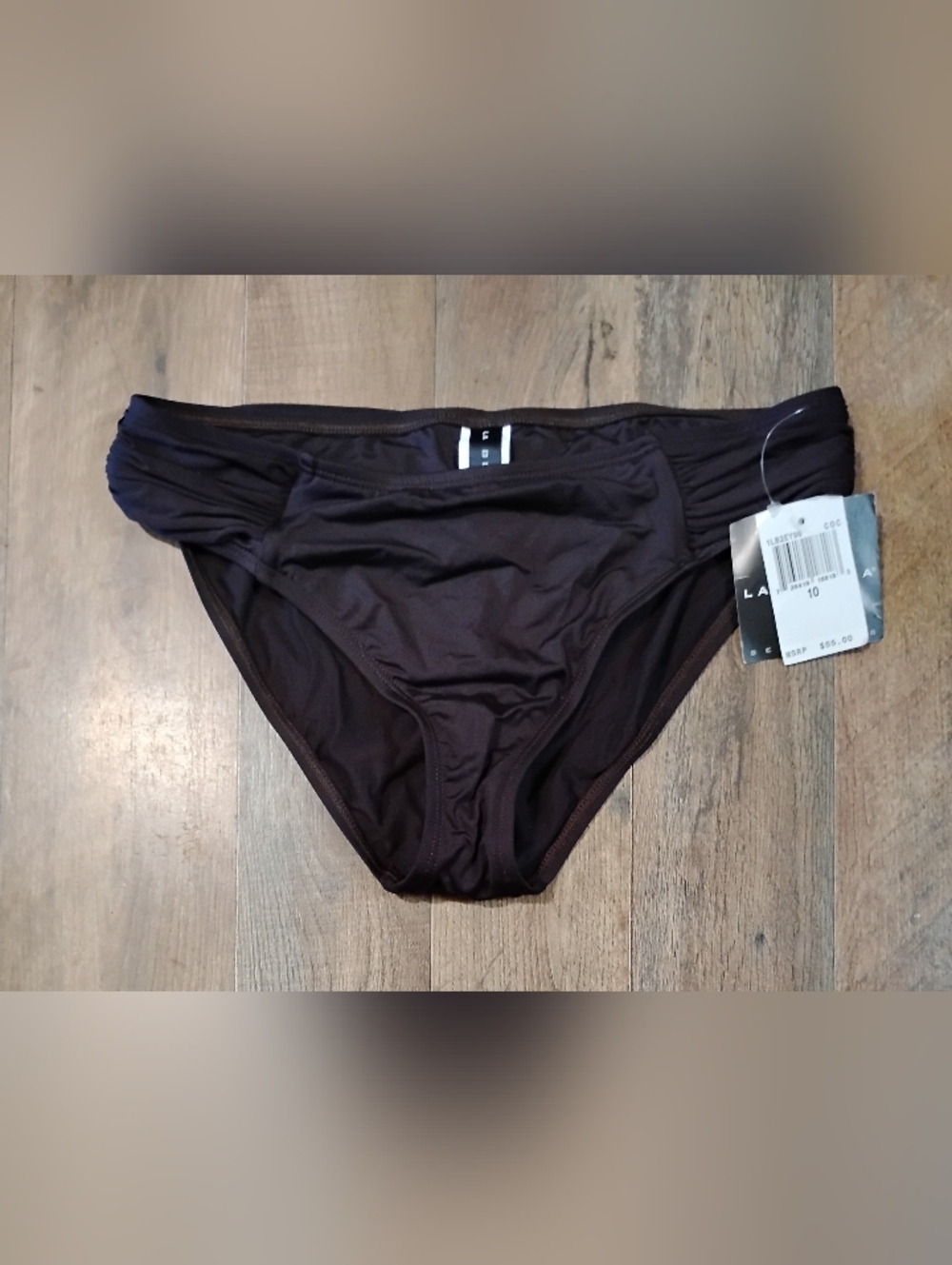 La Blanca NWT Brown Bikini Bottom with Side Ruching Women's Size: 10